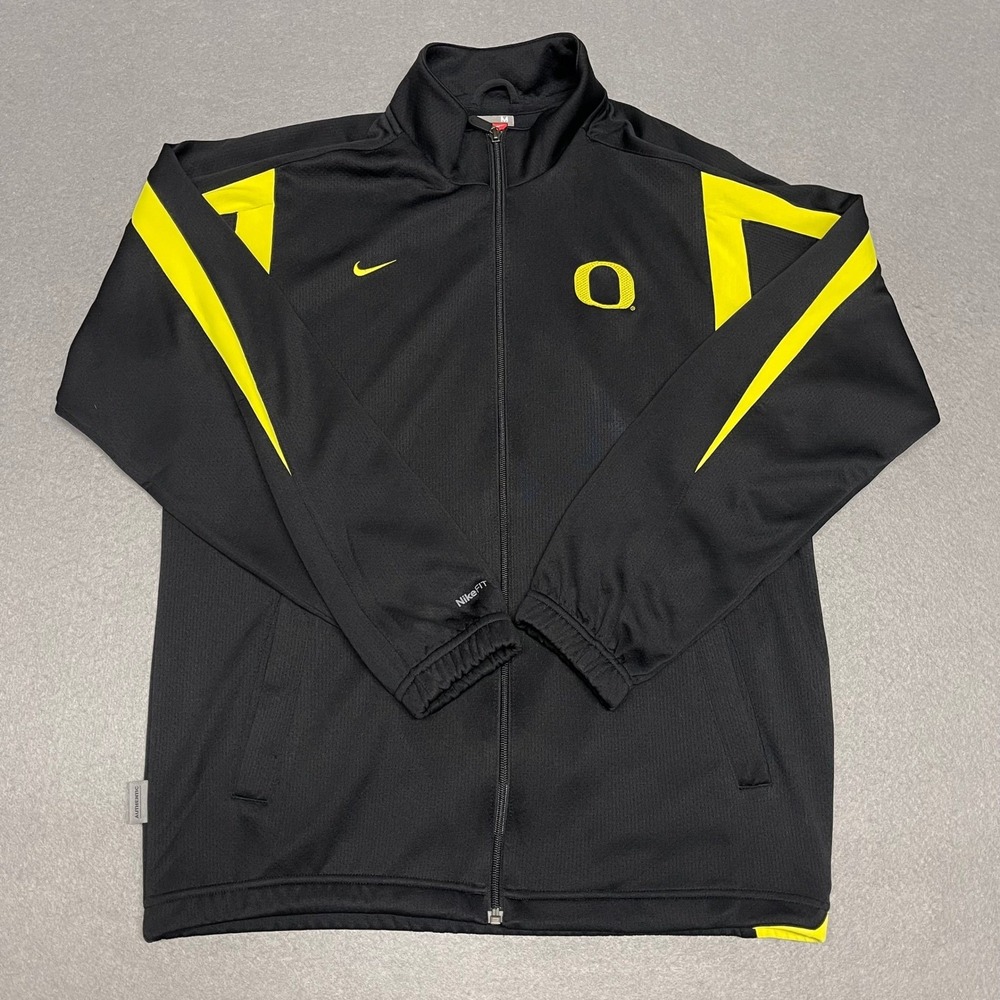 University‎ of Oregon Ducks Jacket Mens Medium Black Yellow Nike Fit DRY 2007